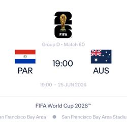 Paraguay Versus Australia World Cup Tickets 