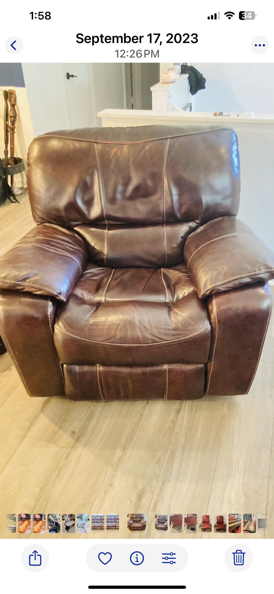 Sofa and Recliner Leather Power Recliners MUST GO