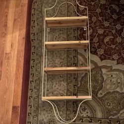 Gold Wood Wall Shelf With 4 Shelves