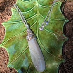 Gray Agate Pendant, Brighton - Two Tone, Neptune's Ring Pyramid