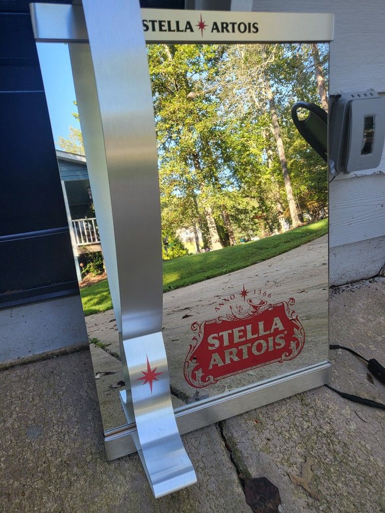 STELLA ARTOIS LIGHT UP MIRROR●18.5" X 26.5"●RESTAURANT ●BAR●MANCAVE●