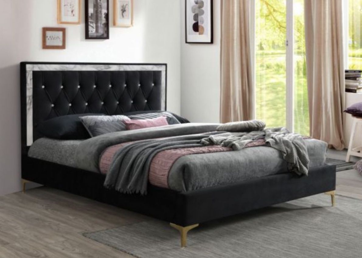 Brand New Black Fabric Bed