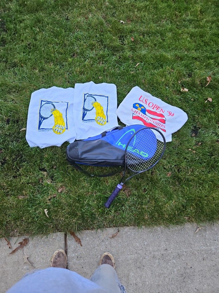 90's Head Tennis Racket & Bag Set With 3 Vintage Towels