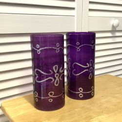 Set Of Two Purple Decor Vases Or Sale Separate