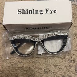 Rhinestone Cat Eyed Glasses