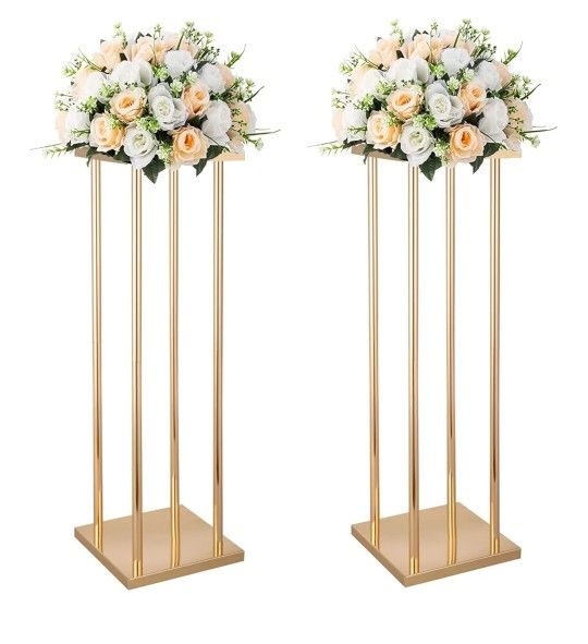 Flower stand gold copper color centerpiece - about 17 items