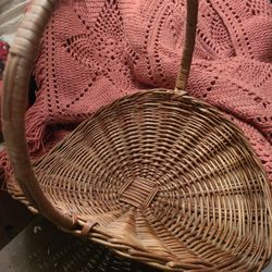 Large Vintage Wicker Basket 14"