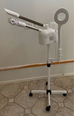 Professional 3 in 1 Facial Steamer Deep Cleaning Ozone Facial Steamer with 5X Magnifying Light & Rolling Wheels Hot/Cold Mist Function for Salon Spa H