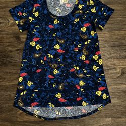 Women’s LulaRoe Classic T Shirt Size XS Navy Blue Yellow Black Pink