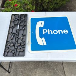 NEW Metal Large Double-Sided Flange Pay Phone Telephone Sign