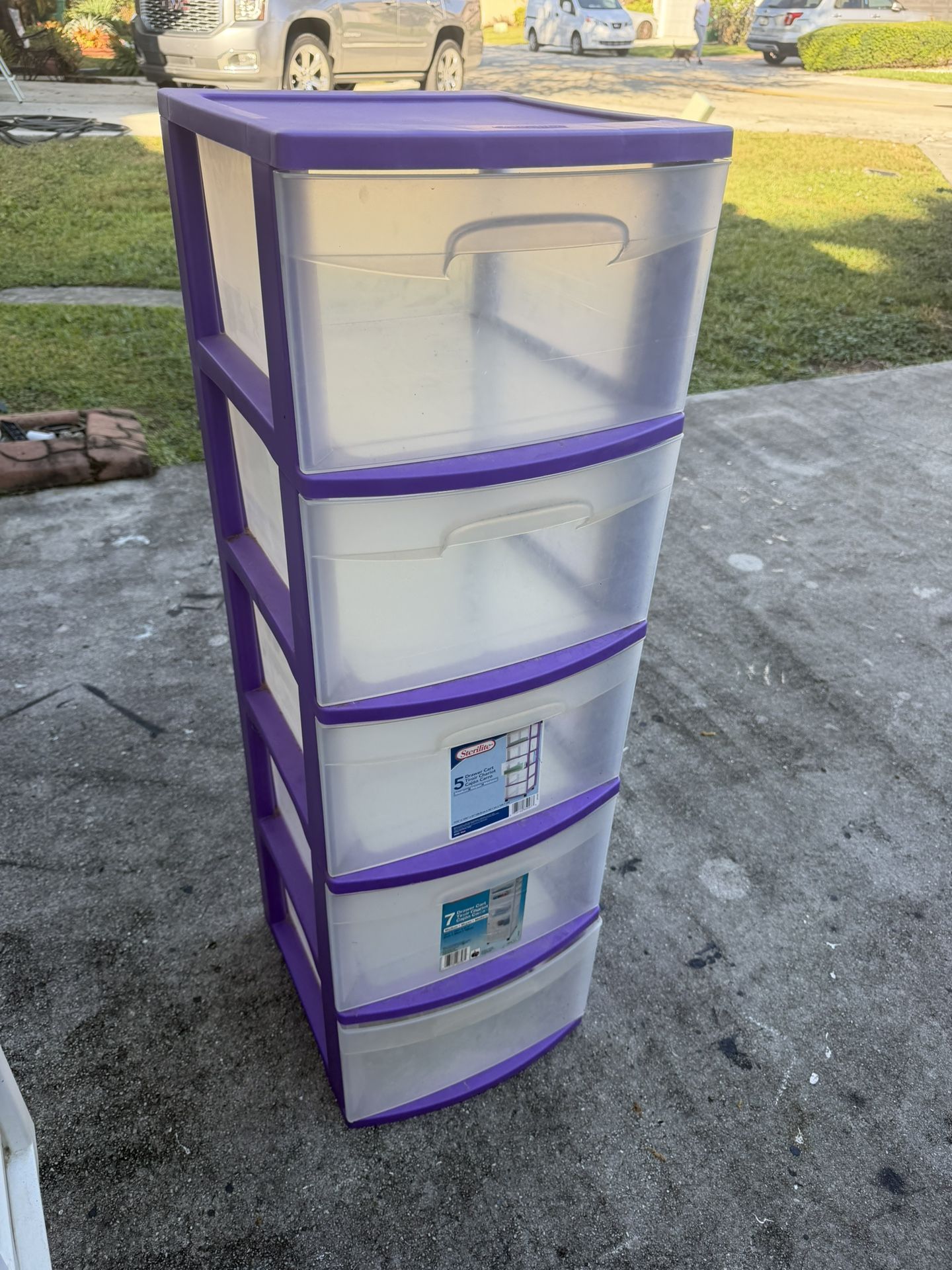 Sterlite Tall Storage Drawer Purple Bins