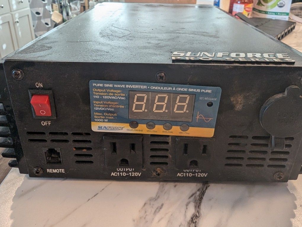 Sunforce Pro Series 1000W Pure Sine Wave Inverter.