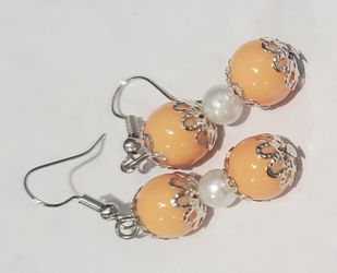 Orange Yellowish Silver Earrings
