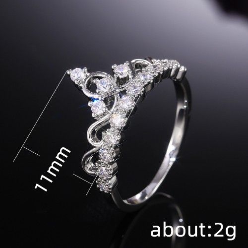 "Queen Princess Engagement Heart Crown Sweet Ring for Women, PD524