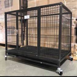 🐕New🐕 37" Stackable Dog Kennels Cage With Wheels‼️🐾🐺🐩