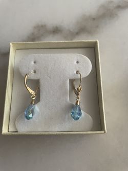 Blue Pearl Swarovski Crystal Earrings