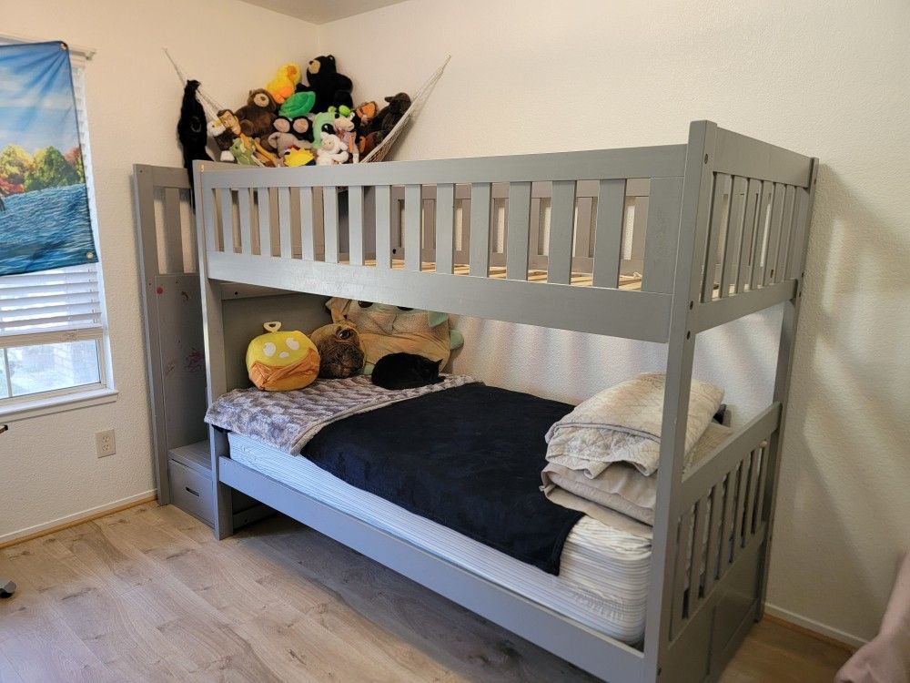 Bunk Bed With Drawers, Mattress Included