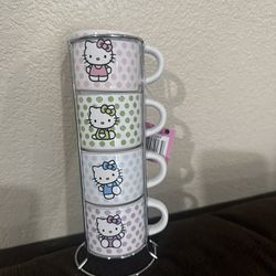 Hello Kitty Ceramic Expresso Mug Set 3oz Cups Set Of 4