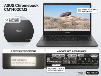 ASUS Chromebook CM1402 14-inch laptop in Gravity Gray
