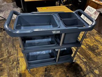 3-Tier Plastic Service Storage Utility Cart with Wheels