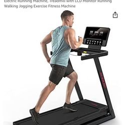 RUNOW Folding Treadmill with Incline for Home/Apartment, Electric Running Machine, Treadmill with LCD Monitor Running Walking Jogging Exercise Fitness