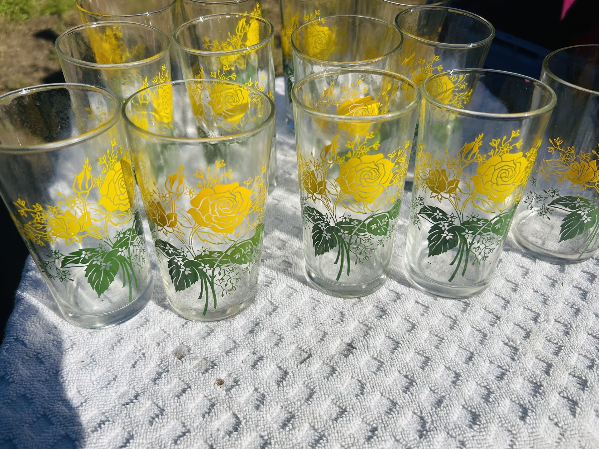 Glasses No Chips Or Nicks Mid Century Set Of 13 Hand Painted Tumbler