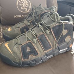 Nike Air More Uptempo 96 Shoes Cargo Khaki Green Orange  DX2669-300 men's 10.5 size