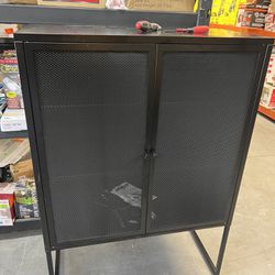 Tidoin 47.2 in. Heavy-Duty Metal Storage Cabinet Locker in Black with 2 Circle Mesh Doors