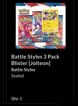 $38 Battle Styles 3 Pack Blister [Jolteon] Battle Styles Sealed Qty: 1