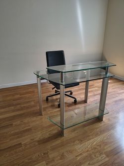 Modern glass and metal computer desk