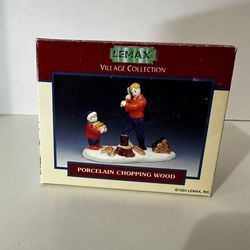 Lemax Porcelain Figure Chopping Wood Old World Village