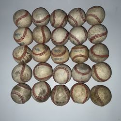 Used Leather Baseballs - 25 Total, With 5 Gal Bucket