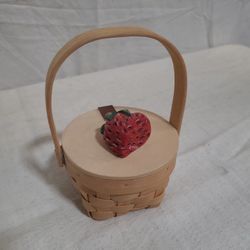 Small Hand Carved Strawberry Basket