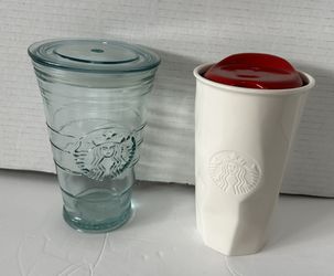 Unique Starbucks Spanish Recycled Glass And Faceted Crumpled Travel Tumblers