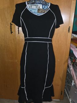 Venus Black & White Piped Sheath Dress