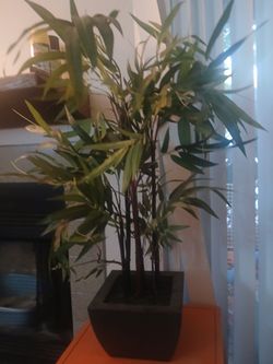 31" Artificial Accent Plant with Dark Wooden Planter Pot
