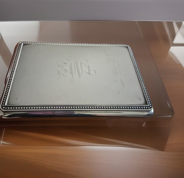 Vintage Monogrammed Silver Plated Jewery Box