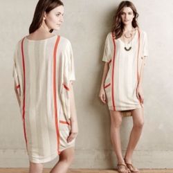 Puella Elevation Large tunic dress shirt beige red grey anthropology