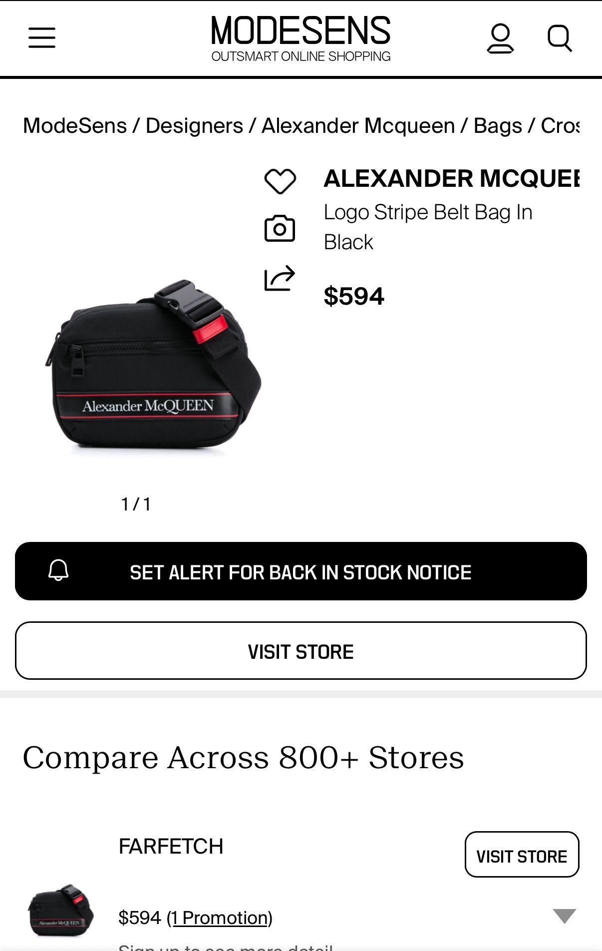 Alexander Mcqueen Black Urban Belt Bag