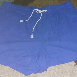 Old Navy Shorts Royal Blue High Waisted Woven Drawstring Women's Size 4X NWOT