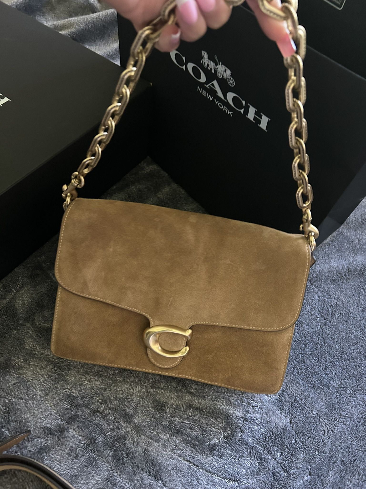 Coach Chain Tabby Suede Shoulder Bag 30