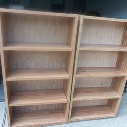 2 Wood Book Shelves. Has Normal Wear And One Need A Book To Keep It Standing Straight. Selling For $15.