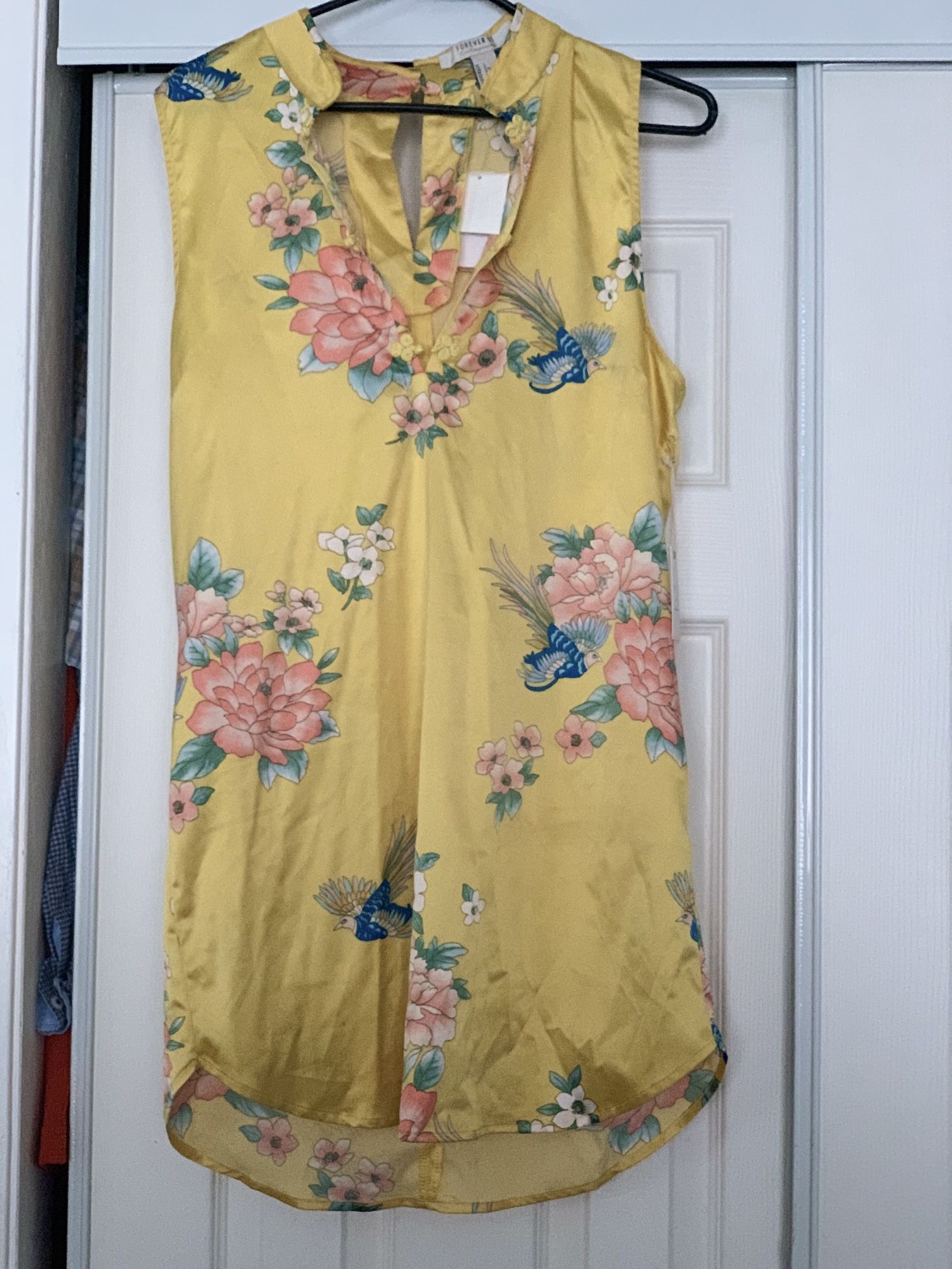 NWT Forever 21 Yellow Silky Short Dress 