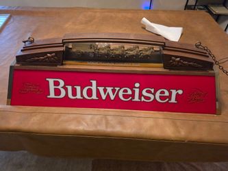 Vintage Budweiser Pool Table Bar Light Clydesdale Team 1983