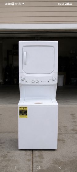 GE GUD27ESSM1WW stackable washer electric dryer combo white