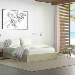 Brand New Saatva Halle Storage Platform Natural Linen King Bed