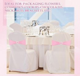 Pink Spandex Chair Sashes with Heart Rhinestone Buckles - Wedding Decor