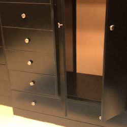 Black Wardrobe Closet Compressed Wood Framed