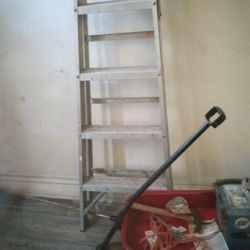 One Aluminum And One Fiberglass Ladder 6ft