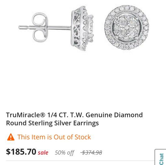 Trumiracle 1/4 CT. T.W. genuine Diamind Round Sterling Silver Earrings
